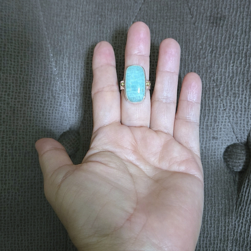 Shivam Rectangular Amazonite Statement Ring💍 - NWT - Picture 3 of 16